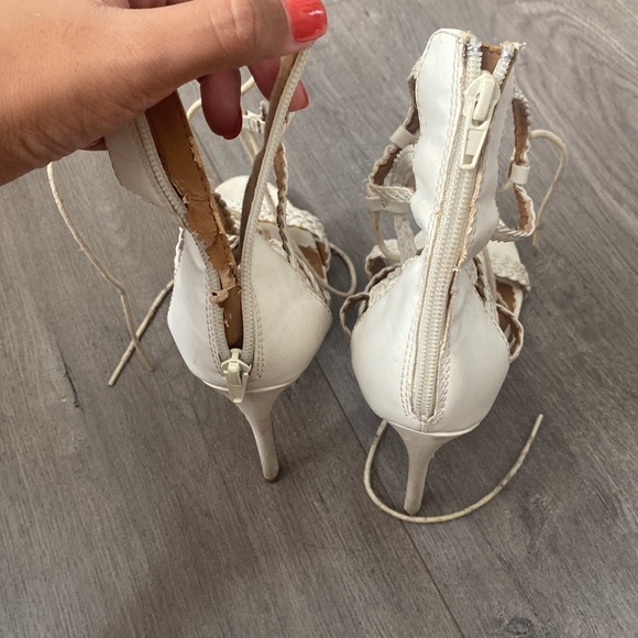 Charlotte Russe White Lace Up Heels - Picture 3 of 7